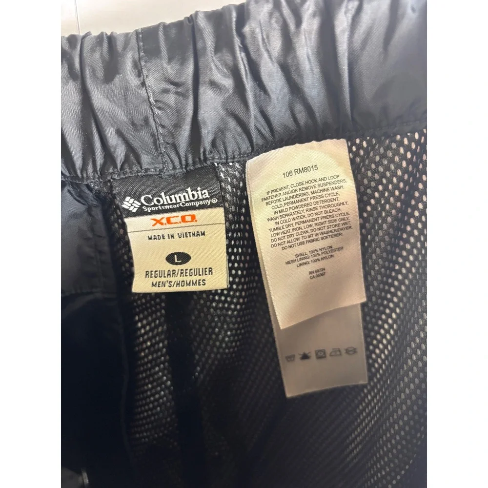 Columbia XCO Mens Black Packable Rain Pants Nylon Mesh Lined Hiking Large R